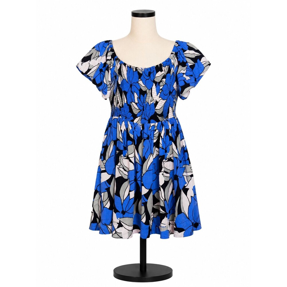 Free People Louise Womens Dress Floral Printed Size Small Blue Mini Smocked